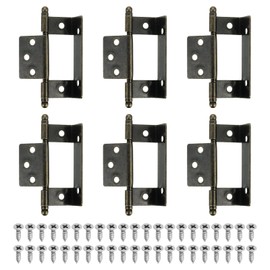 sourcing map 6Pcs Cabinet Hinges Full Inset, 3.4x0.9Inch Partial Wrap Long Axis Tip Hinge Vintage Semi-Wraparound Cover Cabinet Furniture Hinge with Screws, Bronze
