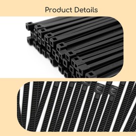 500 pcs Self-Locking Nylon Cable Ties,4/6/8/10/12 Inch Cable Zip Ties,Black Wire Ties for Home Office Garage Workshop