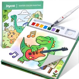 JoyCat DIY Watercolor Painting Set, Paint with Water Coloring Books, Arts and Crafts Drawing Activities Toy, Travel Toys, Birthday Gift for Boys Girls（ Dinosaur）