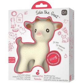 Pure Natural Rubber Baby Teether Toy - Sola The Goat - Without Holes BPA Free Teething Toy, All Natural, Textured for Sensory Play, Sealed Hole, Hole Free Natural Teether, Reaches Molars