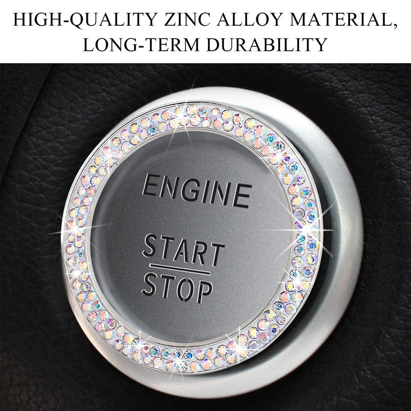 JUSTTOP 2PCS Car Bling Crystal Rhinestone Engine Start Ring Decals,