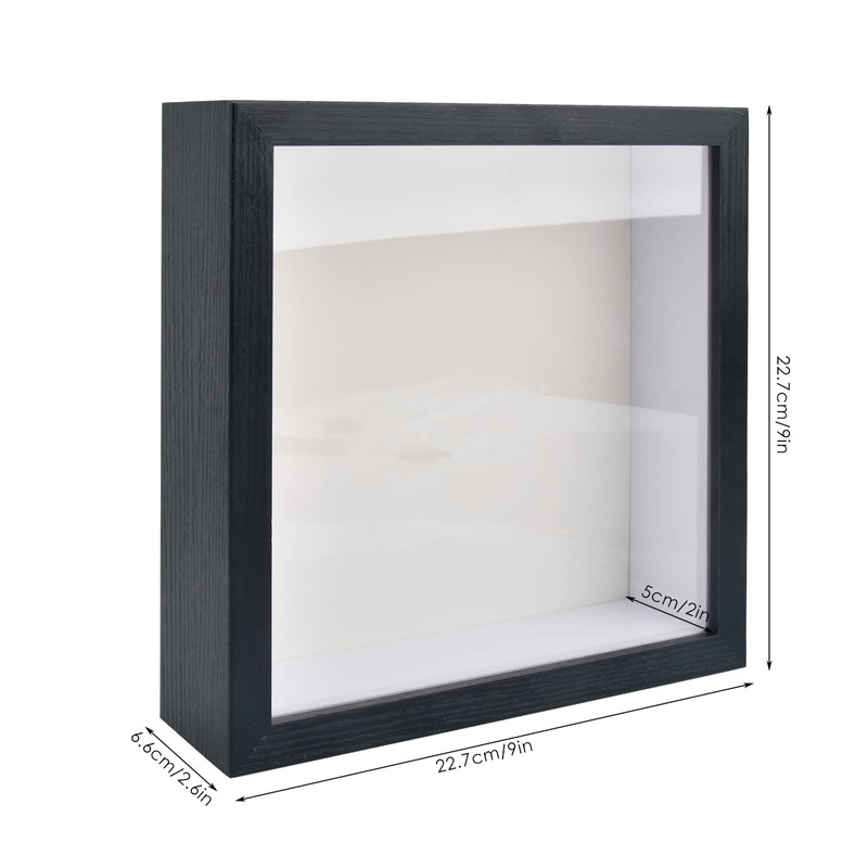 OctBird 8x8 Shadow Box Frame, Black Shadow Box Display Case,
