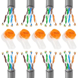 AEDIKO 200pcs K2 Telephone Wire Splice Connector Waterproof UY Gel Filled Wire Button Connector Orange Clear Phone Splice Network Cable