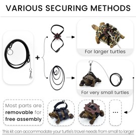 JJMOLLE Turtle Leash and Skateboard, Adjustable Tortoise Leash and Mini Skateboard Turtle Toys Set, Turtle Training Harness and Skateboard Toys for Turtle Lizard Bearded Dragon Toys Enrichment