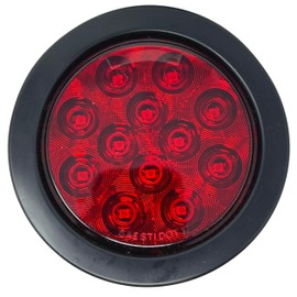 Qty 4-4" Inch Round Led Trailer Tail Lights Kit Red 12 LED Waterproof 4" Brake Stop Turn Tail Marker Trailer Lights Reflex Lens Sealed Flush Mount for Truck RV Boat UTE UTV 12V Grommet Plug Included