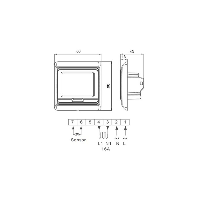 Thermostat E91 mit LCD-Touchscreen 16A - Digitales Raumthermostat programmierbar mit