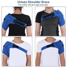 Abrazadera de hombro para mujer, nueva articulación transpirable eléctrica Dislocado Soporte Calefacción ajustable Neopreno Compresión Hombro Chal (Azul)