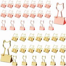40 Pcs Cat Shaped Double Clip 0.7 inch (19 mm), BetterJonny Cat Shape Double Clip Cat Design Clip Paper Clip Cat Shaped Clip Metal Stationery Office Supplies Document Organizer, Cute