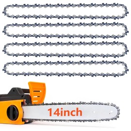 Pack of 4 Saw Chains 3/8 Inch LP for 35 cm Rail, 14 Inch Chainsaw Chain, 52 Drive Links, 0.050 Inch Gauge (1.3 mm), Low-Kickback Chain, Mini Chainsaw 14 Inch, 14 Inch Mini Steel Chains, for All