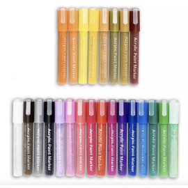 Acrylic Paint Markers Set of 24 Colors W/ Dual Tip Paint Pens Non-Toxic