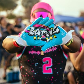Battle Graffiti 23 Sports Football Gloves, Ultra-Tack Sticky Pro-Style Palm Receiver Gloves, Adult and Youth Football Sticky Receiver Gloves, No Slip Football Gloves- Adult & Youth (Large, Adult)
