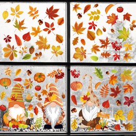 93PCS Autumn Window Stickers Autumn Home Decor Autumn Stickers, Autumn Decor Window Stickers for Glass Removable Reusable Double Sided Print Decals Festival Decorations