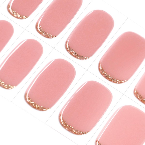 DANNI & TONI Semi-Cured Gel Nail Stickers, For Hands, Refreshing, Sheer, Long Lasting Up To 2 Weeks, Odorless, Waterproof, SGS-Certified, Safe, Stick-On Gel Nails, Gradient, French Manicure, Shell Pink, Single Color, Gift For Women, Office Use, Tools Inc