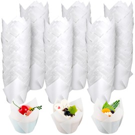 Maxdot 800 Pcs Christmas Tulip Cupcake Liners Holders Muffin Liners Grease Resistant Paper Baking Cups Cupcake Wrappers for Party Wedding Birthday Baby Shower (White,Pure)