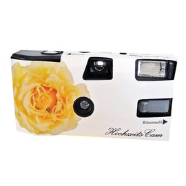 5 x 1A PHOTO PORST Hochzeitskamera/Einwegkamera gelbe Hochzeitsrose (mit Blitzlicht und Batterien, je 27 Fotos, ISO 400 Fuji)