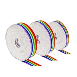 Liekadijiae 3 x Rainbow Ribbon 1 cm, 1.5 cm and 2.5 cm Rainbow Ribbon Grosgrain, Double Sided Rainbow Ribbons, Silk Ribbons Decorative Ribbon, for Wrapping Gifts, DIY Crafts Sewing, 20 m / Rolls