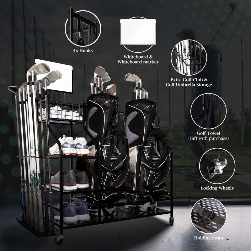 North South Store Golf Bag Storage Garage Organizer