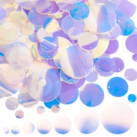 PH PandaHall 340pcs Loose Sequins, 7 Sizes Rainbow Spangles Paillettes Iridescent Applique Transparent Embellishment Sequins for Embroidery Bridal Arts Crafts Jewellery Making