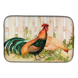 Caroline's Treasures FHC1009DDM Chicken and Rooster Dish Drying Mat Absorbent Dish Drying Mat Pad for Kitchen Counter Dish Drainer Mat for Countertop, 14 x 21", Multicolor