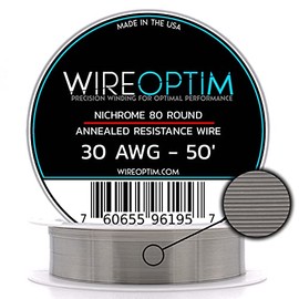 WIREOPTIM - 30 AWG - Nichrome 80 Resistance Wire - 50 Feet