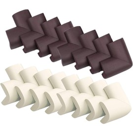 16 Pcs Protector de Esquinas Bebes y Niños Protecciones para bebés, Espuma Suave Protectores de Seguridad para Mesas Esquina y Aualquier Tipo de Muebles Anti-colisión Esquineras Cojines Protectores (8 Marrón + 8 Blanco)
