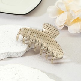 Large Acetate 4 Inch Hair Claw Clip for Women, Yellow Polka Dots Claw Clips & Jaw Clips for Thin or Thick Hair, French Style Hair Claws with Non-Slip Teeth, Hair Accessories (Yellow Polka Dot)