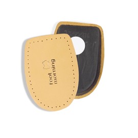 Foot Morning Level Heel Cushions for Shoes & Boots (1 Pair) – Beige Leather & Foam Cushion for Realignment – Self-Adhesive Leg Adjust Aid for Men & Women (Women 7-9)