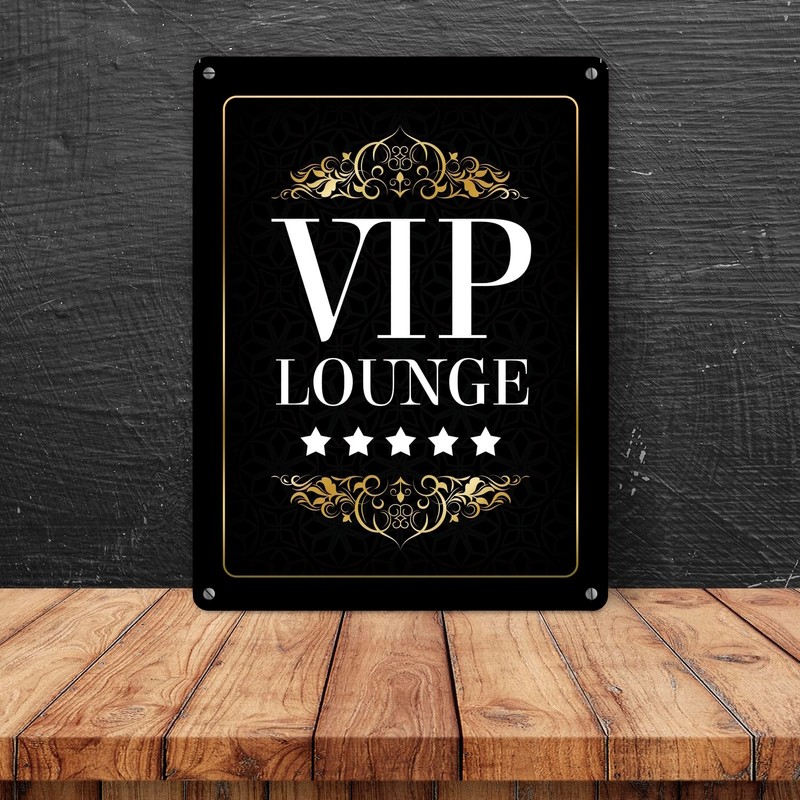 VIP Lounge Metal Sign with 5 Stars Motif Party Luxury