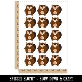 Kawaii Cute Beaver Buddy Temporary Tattoo Water Resistant Fake Body Art Set Collection - 15 2" Tattoos (1 Sheet)