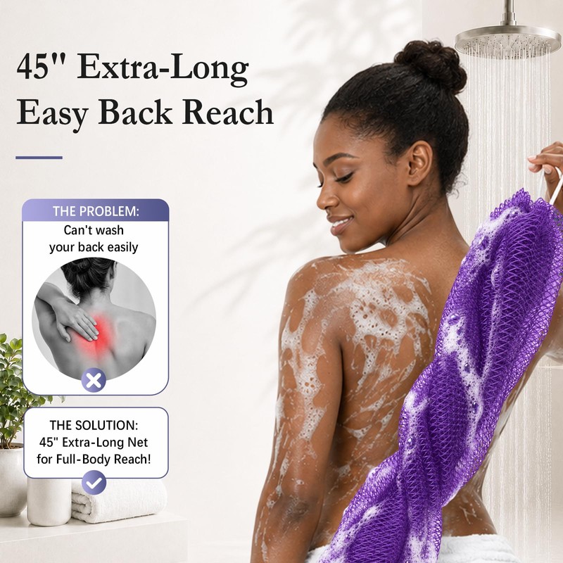 African Bath Net Sponge with Long Stretch Design, Quick Dry