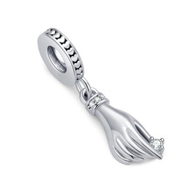 MiWangLing Hand Pendant Charm Apr Birthstone Charm Good Luck Bead for European Bracelet Present