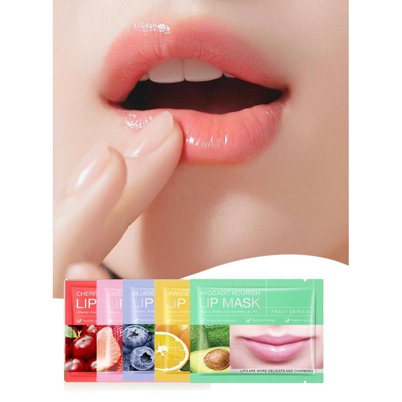 10PC Fruit Moisturizing Lip Mask, Crystal Collagen Lip Mask, Lip
