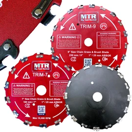 MTR Saw Chain Tooth Brush Cutter Blades Circular Blade Weed Eater Cutter Trimmer 10,000RPM Steel Grass Brush Cutter Blade Forest Trees Wood Metal Multi Use Blades & Bundle Kits (9")