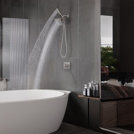 SOOOHOT Shower Faucet Set Dual Shower Heads with Handheld Spray Combo, All Metal 6" Dual Shower Head Combo and 3-Way Diverter, Shower Faucet Set with Valve
