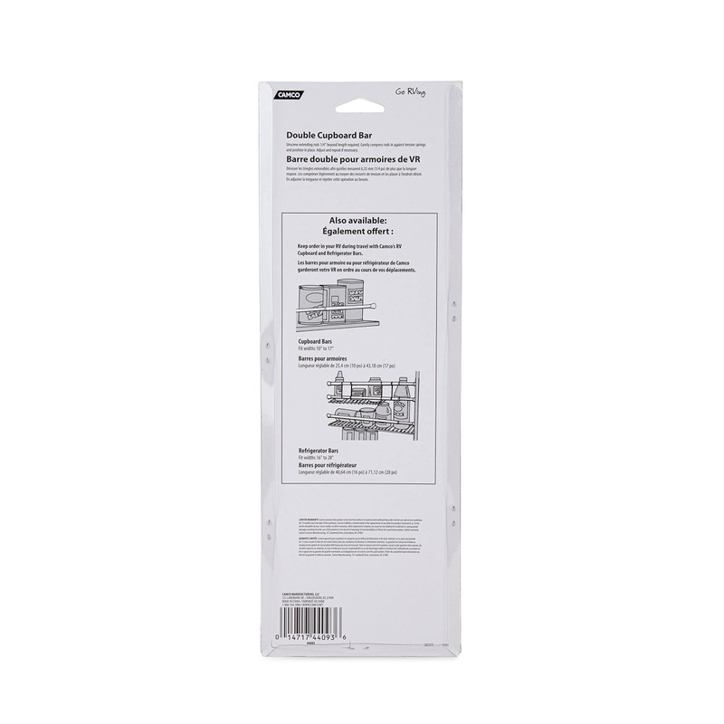 Camco 17" Double RV Refrigerator Bar -Holds Food and Drinks