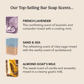 Pacha Soap Co. Bar Soap - Handcrafted Natural Soap Bars with Almond Oil, Goat’s Milk & French Lavender, Moisturizing, Made in USA Artisan Fresh Bar Soap for Face, Hands & Body, 3-Pack (4 oz ea)