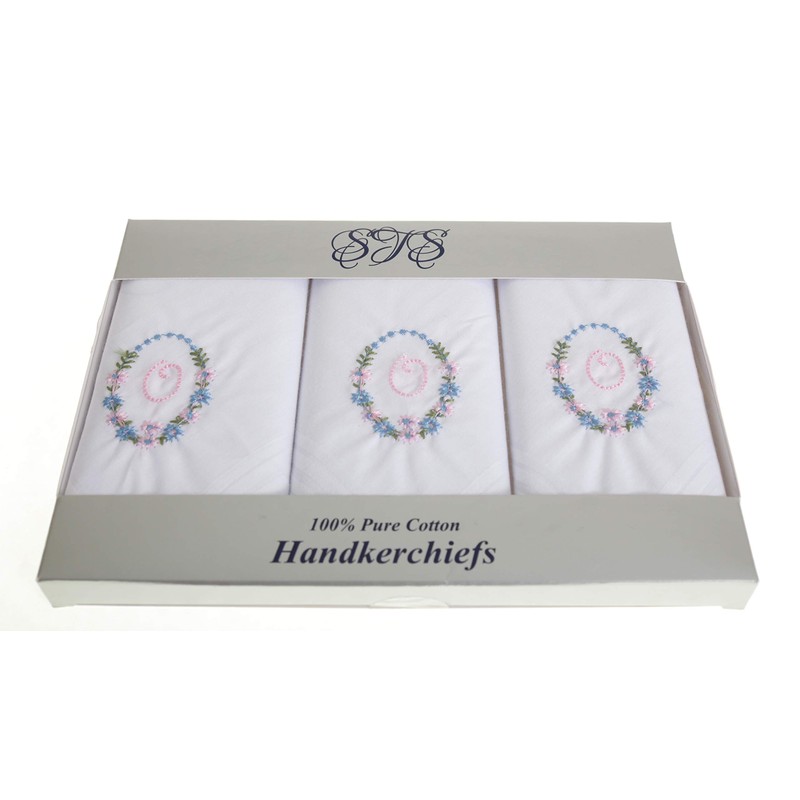 Surf the Shop Womens Handkerchiefs 100% Cotton Initial Letter Boxed