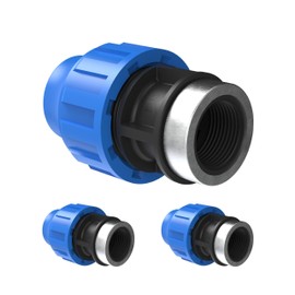 Kirchhoff Fitting Transition Piece with Internal Thread, Plastic, 25 mm x 1 Inch, for HDPE Pipe, Set of 3, Various Sizes, DVGW Tested, Drinking Water Quality, Made in EU, Black