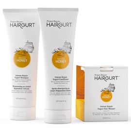 Hairgurt Intense Repair Almond-Honey Conditioner Set, Natural 3-Piece - Shampoo, Conditioner, Hair Mask for Dry, Damaged, Frizzy Hair & Growth, 8.0 fl oz