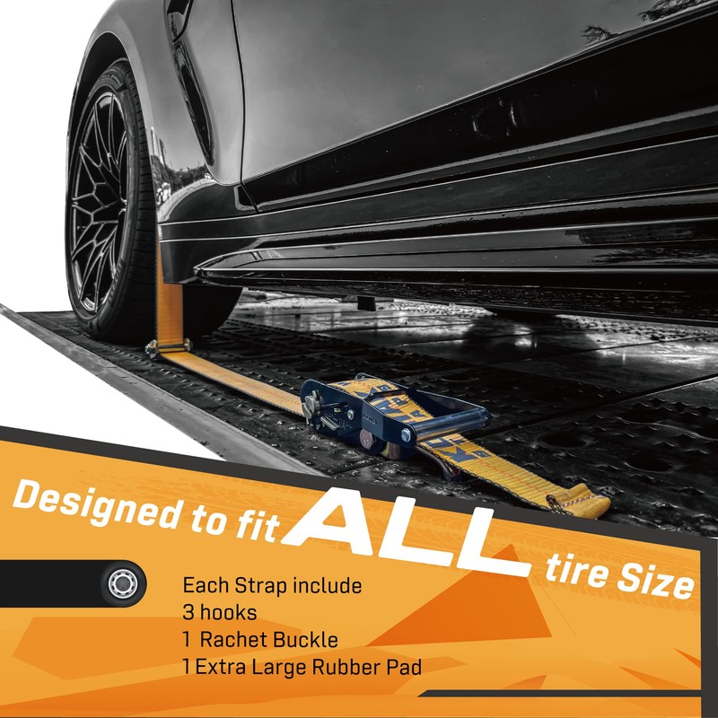 Auto Hauler Car Tie Down Straps for Trailers-4 Pack-104 Inch-Swivel