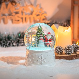 Vipush Christmas Snow Globe - Kids Musical Snow Globe with Color Changing Led Lights, Christmas Decorations with Music Box Gifts for Girls, Decorations for Christmas and Birthday