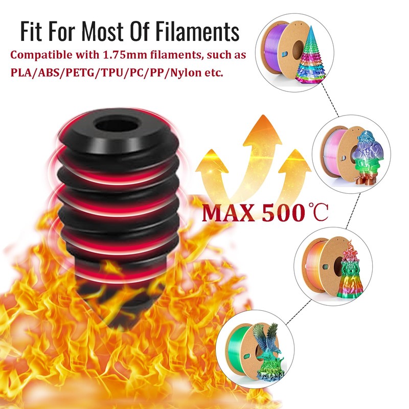 Nssnlur Pack of 6 hardened steel nozzle for Bambulab X1/X1C/X1E/P1P/P1S,