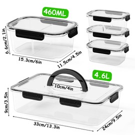 LOTKEY 5 Pack Fruit Storage Containers for Fridge, Divided Serving Tray with Lid and Handle Portable Snack Box Container BPA-Free Fridge Organizer Bins for Fruit, Veggie, Snack, Nuts
