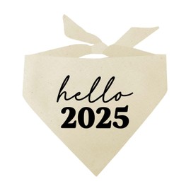 Hello 2025 New Year Dog Bandana (Natural, OS 1170)