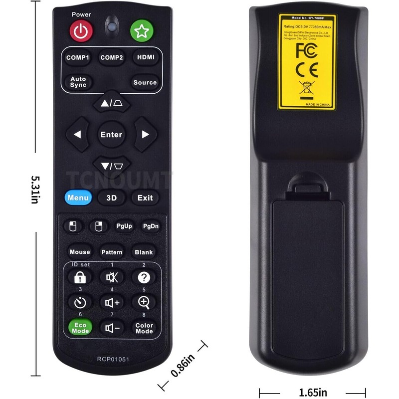 RCP01051 Remote Control Replacement Compatible with ViewSonic Projector PJD5255 PJD5253