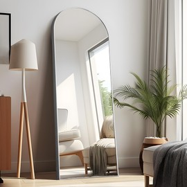 PexFix Full Length Mirror 65"x22" Sleek Arched-Top Floor Mirror Bedroom Dressing Mirror Arched Wall Mirror Standing Leaning Hanging (Sliver)