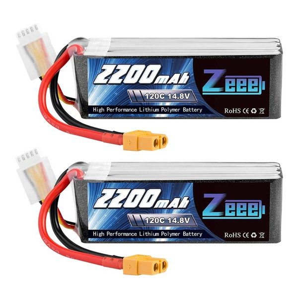 Zeee 14.8V 120C 2200mAh 4S Lipo Battery with XT60 Plug RC Graphene Battery for RC Models RC Boat FPV Drone Quadcopter Helicopter Airplane RC Car(2 Pack)