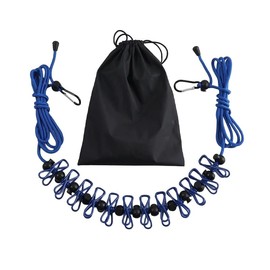 Retractable Portable Clothesline – Travel & Camping Laundry Drying Line with 12 Colorful Clips & Stainless‑Steel Hooks, Stretchable 10–12 ft Cord, Indoor/Outdoor (Blue)