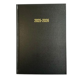 2025-2026 Academic Hardback A5 Day to Page Diary Appointment School teacher, Planner Year Organizer Lined Dairies Ribbon Marker (Black)