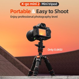 Fotopro Mini Tripod Carbon Fiber Tripod with Ball Head Quick Release Plate for Digital SLR Camera Lightweight Compact Mini Small Tripod Desktop Tripod Maximum Load 8kg X-GO Mini2 Black